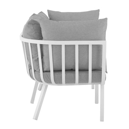 Riverside 2 Piece Outdoor Patio Aluminum Sectional Sofa Set - White Gray