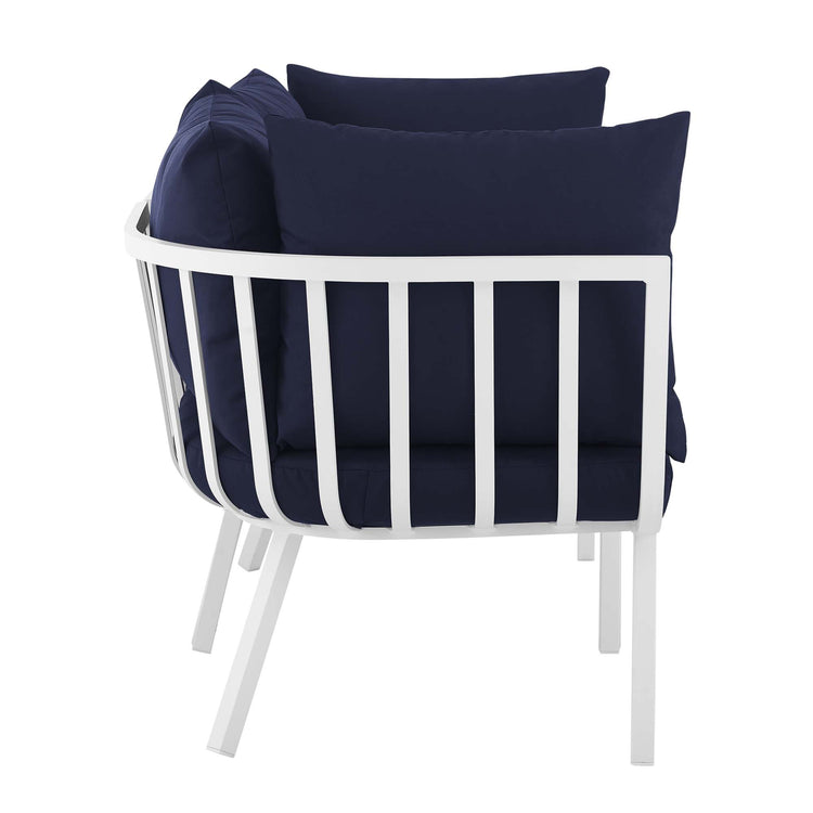 Riverside 2 Piece Outdoor Patio Aluminum Sectional Sofa Set - White Navy