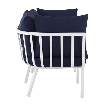 Riverside 2 Piece Outdoor Patio Aluminum Sectional Sofa Set - White Navy