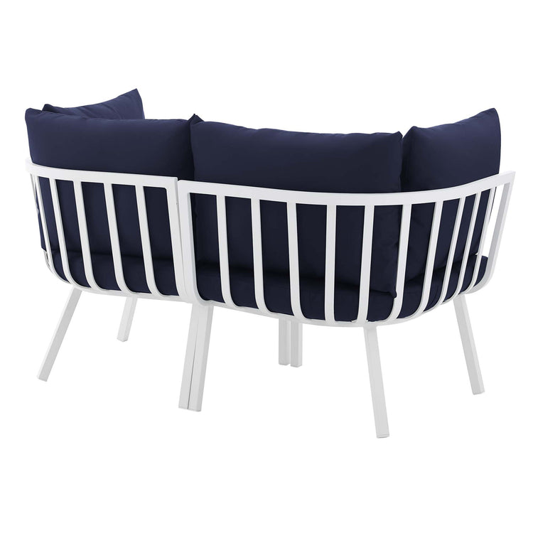 Riverside 2 Piece Outdoor Patio Aluminum Sectional Sofa Set - White Navy
