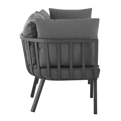 Riverside 3 Piece Outdoor Patio Aluminum Sectional Sofa Set - Gray Charcoal