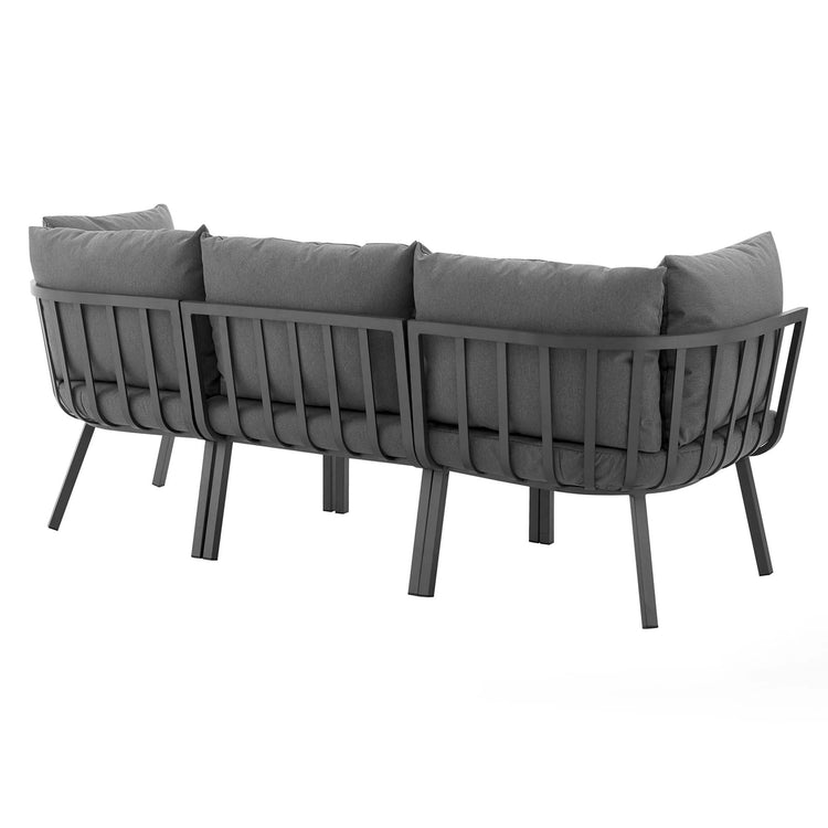 Riverside 3 Piece Outdoor Patio Aluminum Sectional Sofa Set - Gray Charcoal
