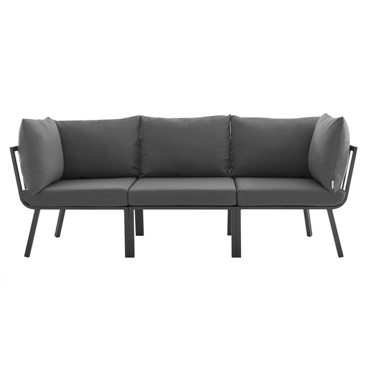 Riverside 3 Piece Outdoor Patio Aluminum Sectional Sofa Set - Gray Charcoal