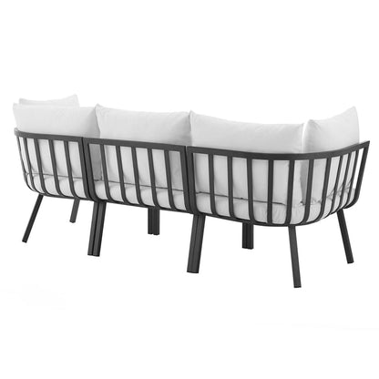 Riverside 3 Piece Outdoor Patio Aluminum Sectional Sofa Set - Gray White