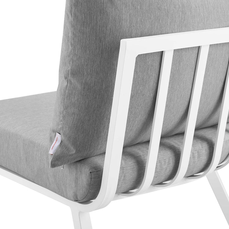 Riverside 3 Piece Outdoor Patio Aluminum Sectional Sofa Set - White Gray