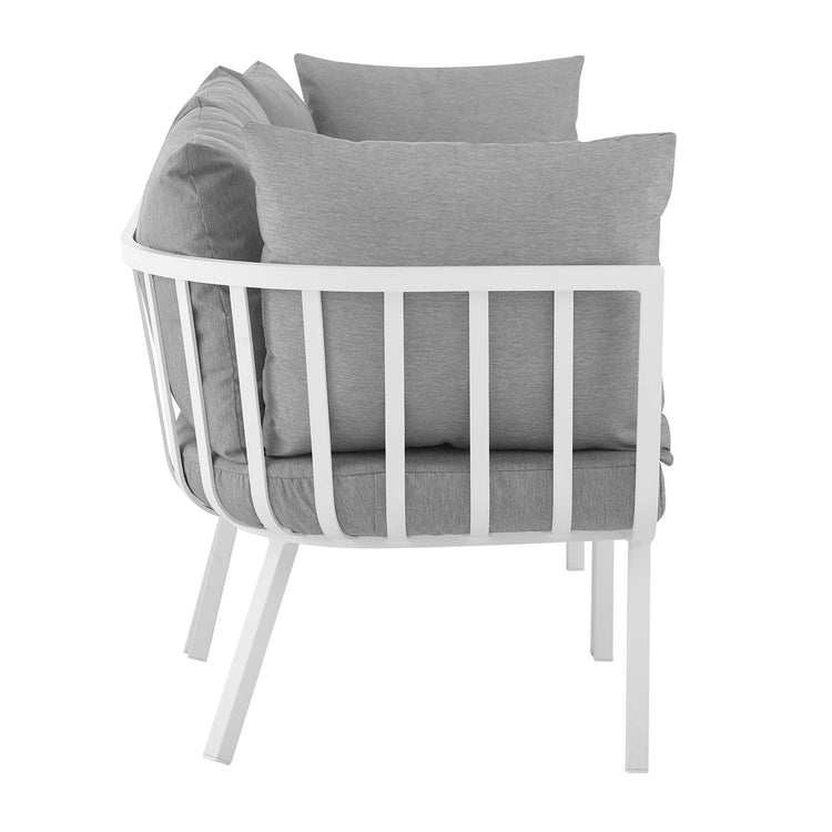 Riverside 3 Piece Outdoor Patio Aluminum Sectional Sofa Set - White Gray