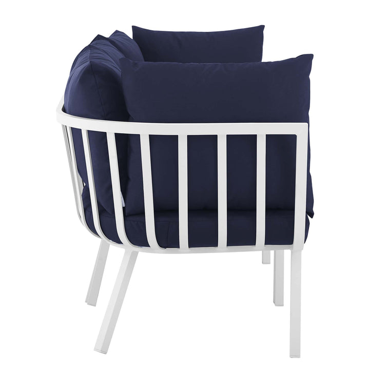 Riverside 3 Piece Outdoor Patio Aluminum Sectional Sofa Set - White Navy