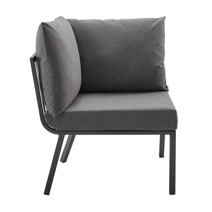 Riverside 5 Piece Outdoor Patio Aluminum Set - Gray Charcoal