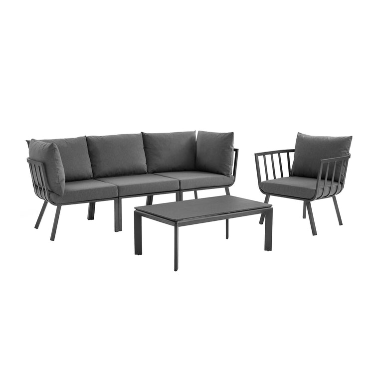 Riverside 5 Piece Outdoor Patio Aluminum Set - Gray Charcoal