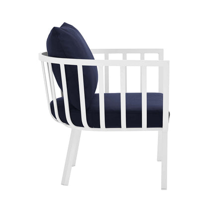 Riverside 5 Piece Outdoor Patio Aluminum Set - White Navy