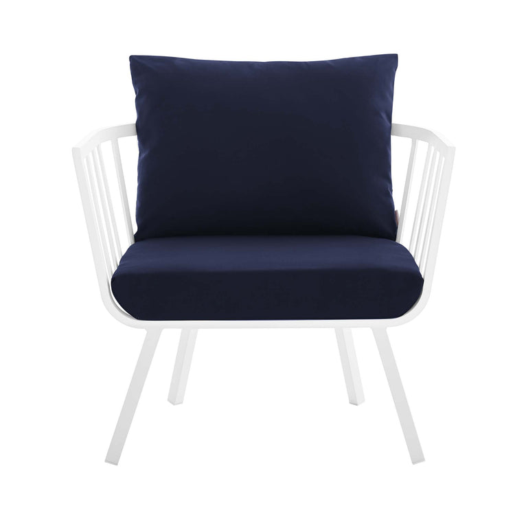 Riverside 5 Piece Outdoor Patio Aluminum Set - White Navy