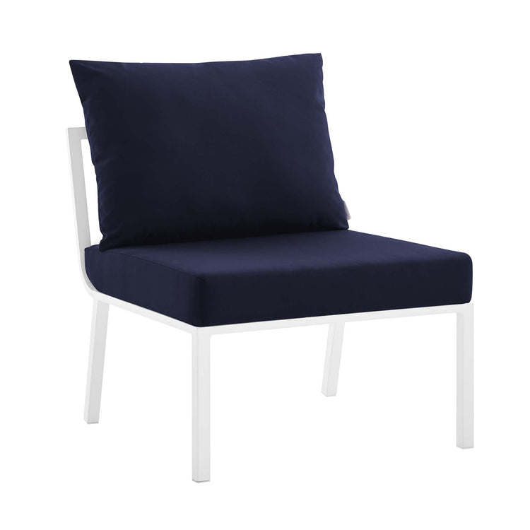 Riverside 5 Piece Outdoor Patio Aluminum Set - White Navy