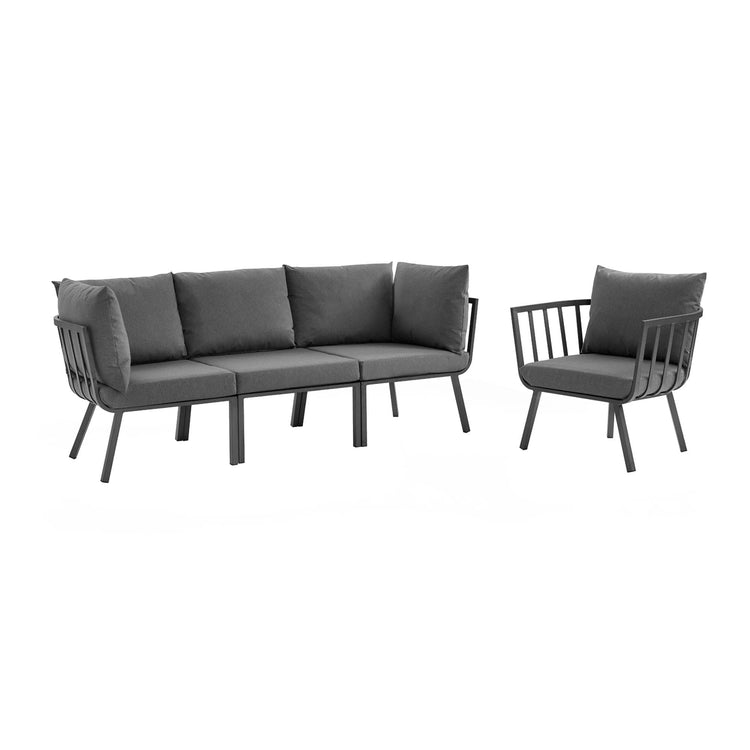 Riverside 4 Piece Outdoor Patio Aluminum Set - Gray Charcoal