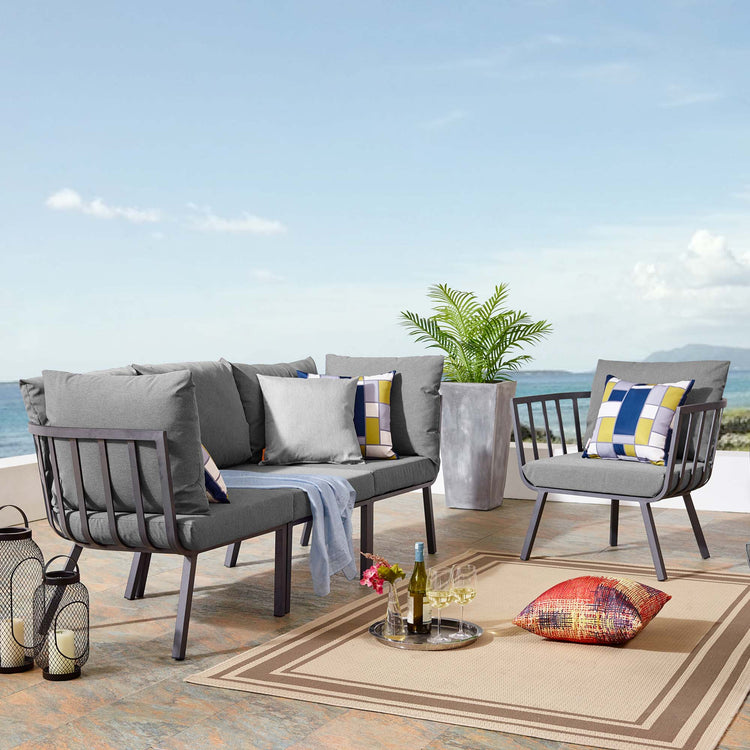 Riverside 4 Piece Outdoor Patio Aluminum Set - Gray Charcoal