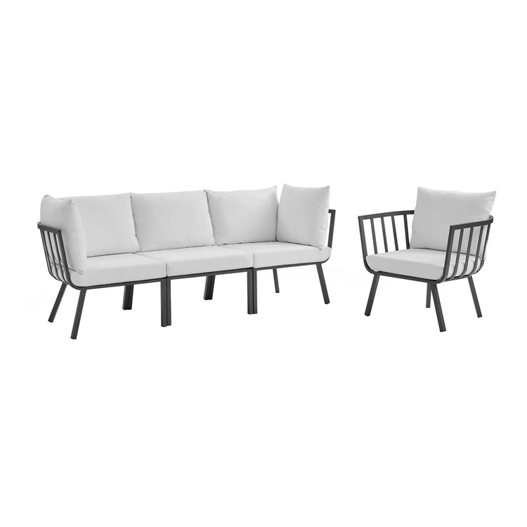 Riverside 4 Piece Outdoor Patio Aluminum Set - Gray White