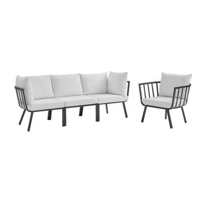 Riverside 4 Piece Outdoor Patio Aluminum Set - Gray White