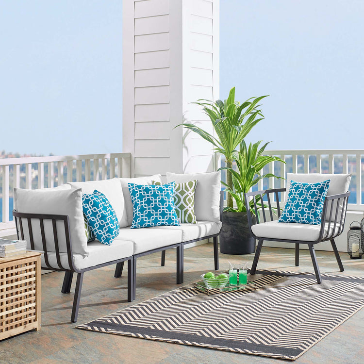 Riverside 4 Piece Outdoor Patio Aluminum Set - Gray White
