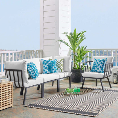 Riverside 4 Piece Outdoor Patio Aluminum Set - Gray White