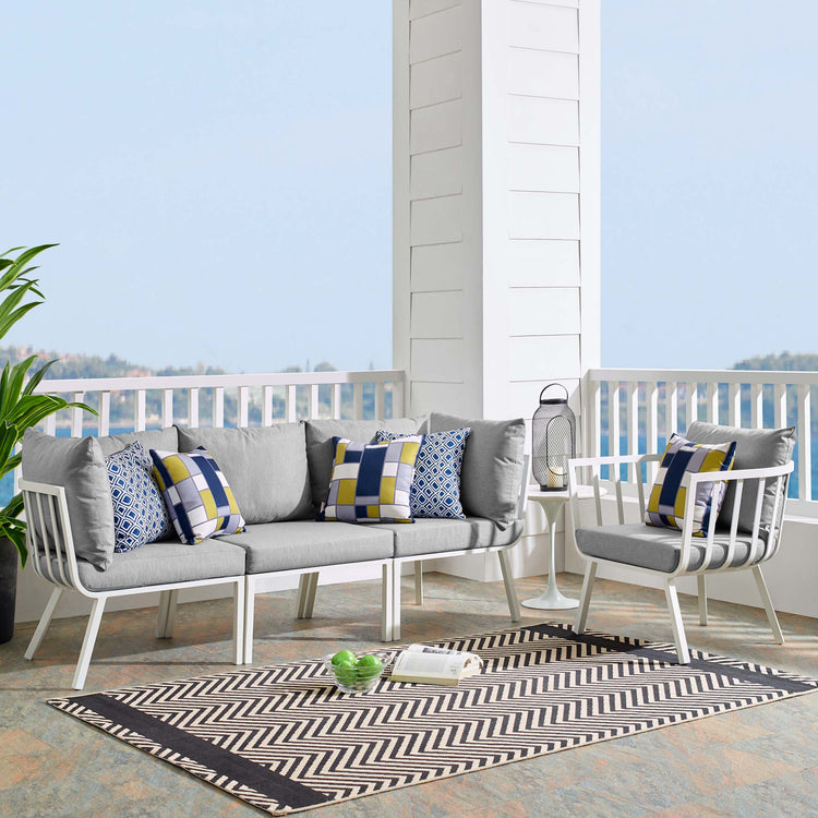Riverside 4 Piece Outdoor Patio Aluminum Set - White Gray