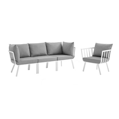 Riverside 4 Piece Outdoor Patio Aluminum Set - White Gray