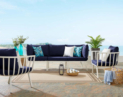 Riverside 4 Piece Outdoor Patio Aluminum Set - White Navy