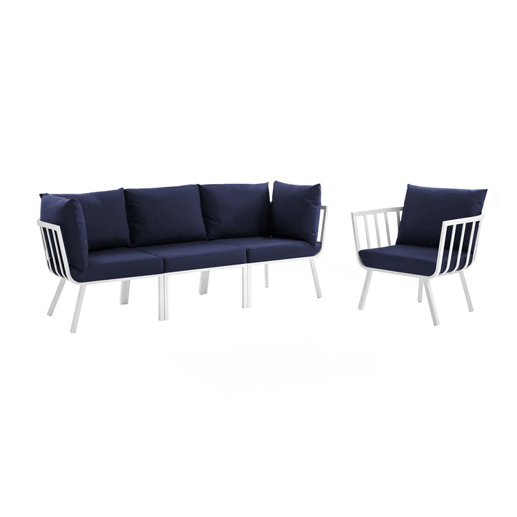 Riverside 4 Piece Outdoor Patio Aluminum Set - White Navy