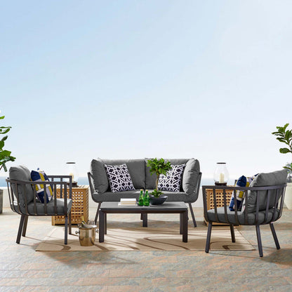 Riverside 5 Piece Outdoor Patio Aluminum Set - Gray Charcoal