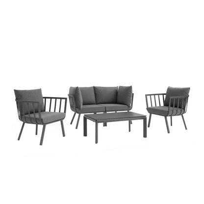 Riverside 5 Piece Outdoor Patio Aluminum Set - Gray Charcoal