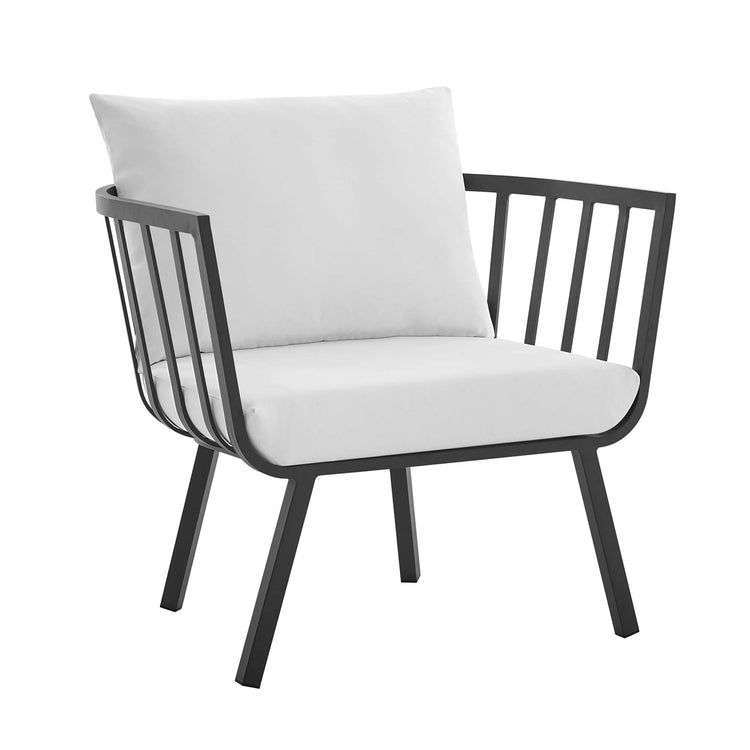 Riverside 5 Piece Outdoor Patio Aluminum Set - Gray White