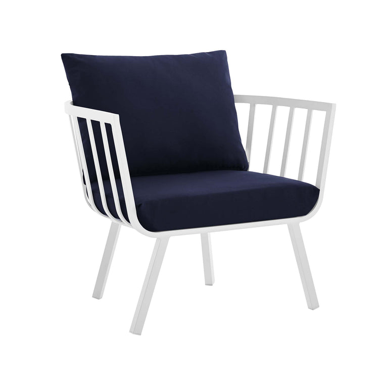 Riverside 5 Piece Outdoor Patio Aluminum Set - White Navy