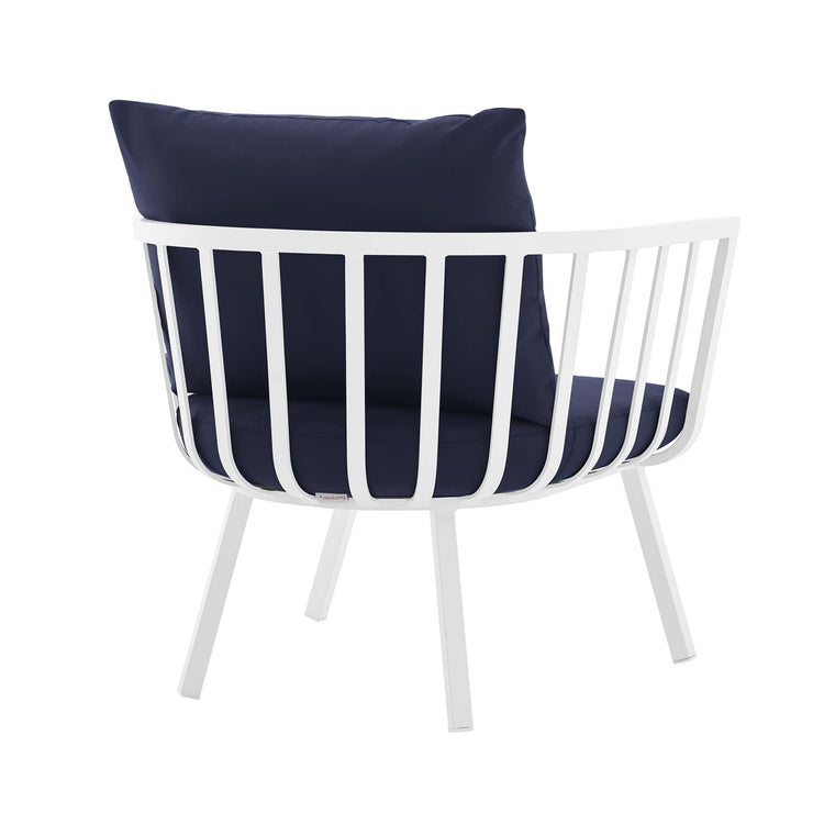 Riverside 5 Piece Outdoor Patio Aluminum Set - White Navy