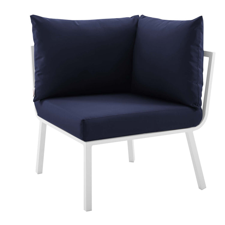 Riverside 5 Piece Outdoor Patio Aluminum Set - White Navy