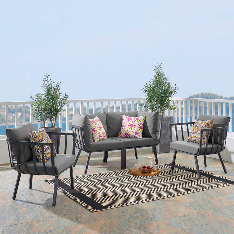 Riverside 4 Piece Outdoor Patio Aluminum Set - Gray Charcoal