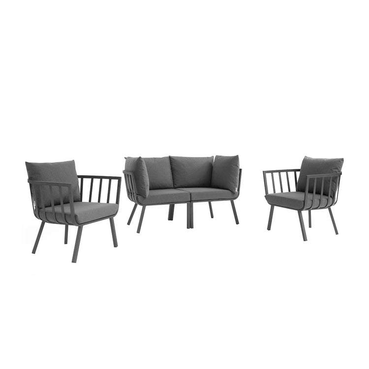 Riverside 4 Piece Outdoor Patio Aluminum Set - Gray Charcoal