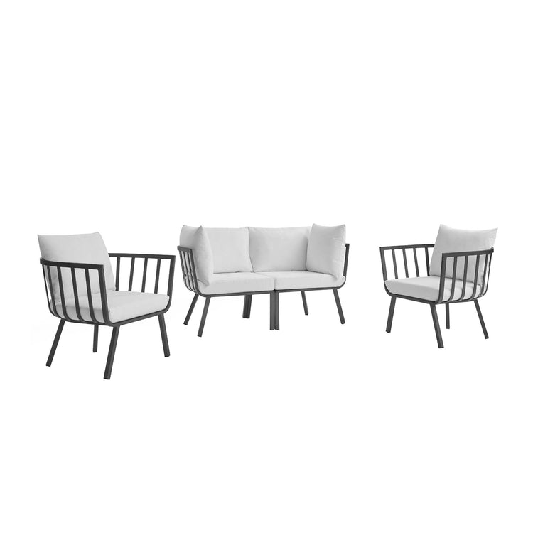 Riverside 4 Piece Outdoor Patio Aluminum Set - Gray White