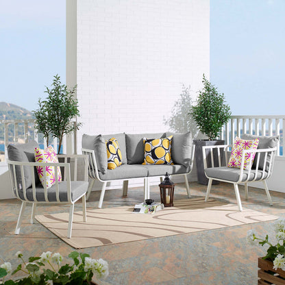 Riverside 4 Piece Outdoor Patio Aluminum Set - White Gray