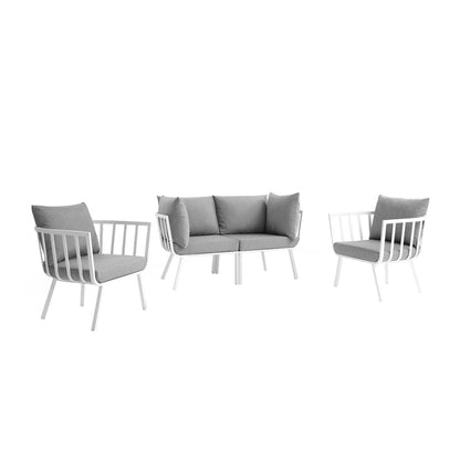 Riverside 4 Piece Outdoor Patio Aluminum Set - White Gray
