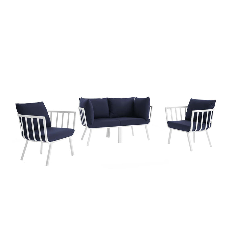 Riverside 4 Piece Outdoor Patio Aluminum Set - White Navy