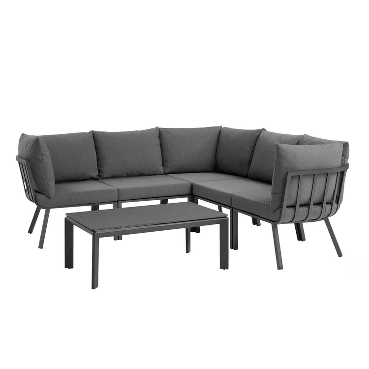 Riverside 6 Piece Outdoor Patio Aluminum Set - Gray Charcoal