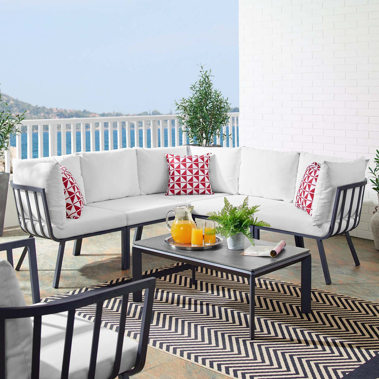 Riverside 6 Piece Outdoor Patio Aluminum Set - Gray White
