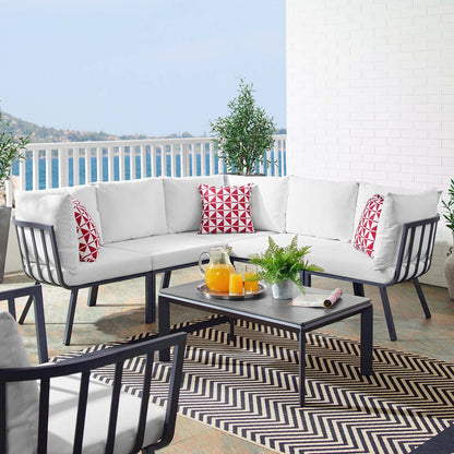 Riverside 6 Piece Outdoor Patio Aluminum Set - Gray White