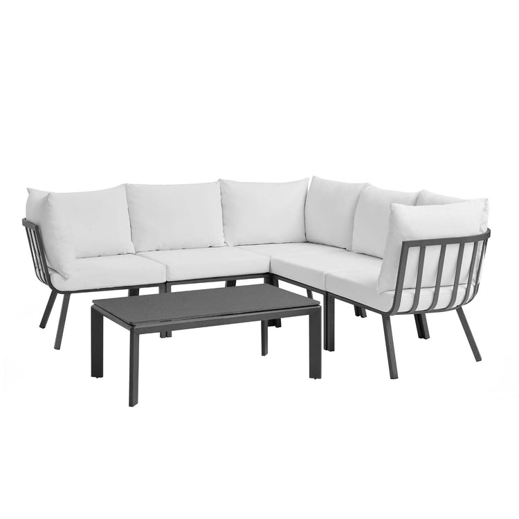 Riverside 6 Piece Outdoor Patio Aluminum Set - Gray White