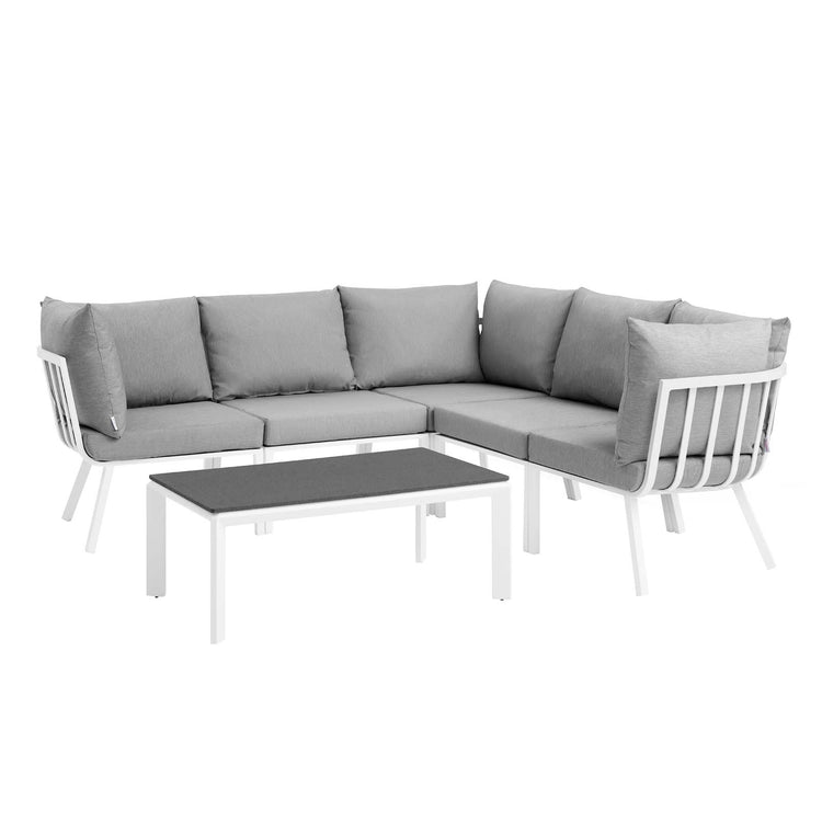 Riverside 6 Piece Outdoor Patio Aluminum Set - White Gray