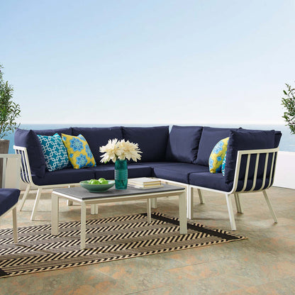 Riverside 6 Piece Outdoor Patio Aluminum Set - White Navy