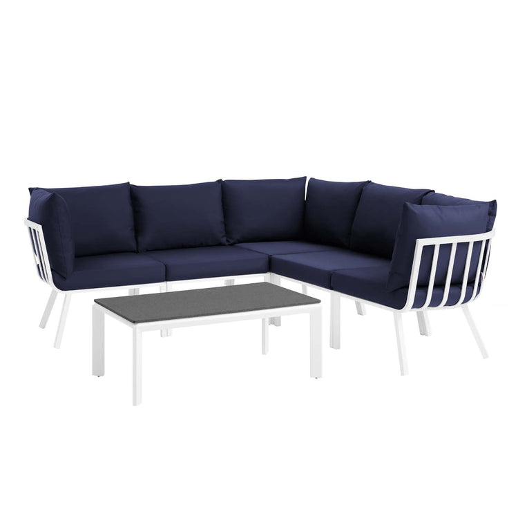 Riverside 6 Piece Outdoor Patio Aluminum Set - White Navy