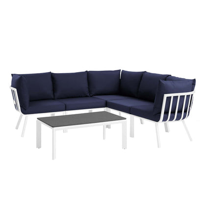 Riverside 6 Piece Outdoor Patio Aluminum Set - White Navy
