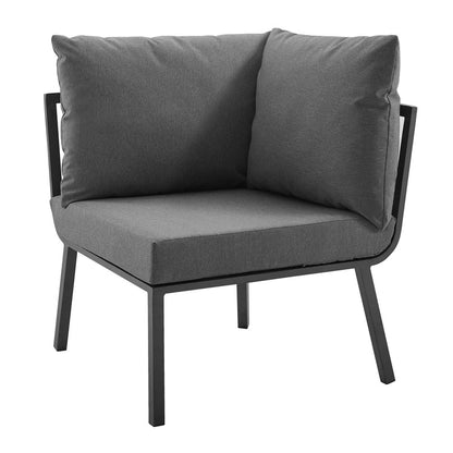 Riverside 5 Piece Outdoor Patio Aluminum Sectional - Gray Charcoal