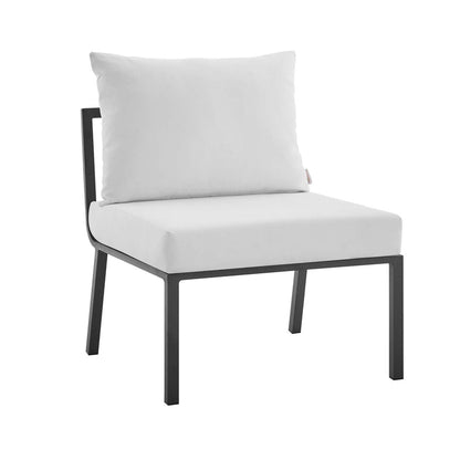 Riverside 5 Piece Outdoor Patio Aluminum Sectional - Gray White