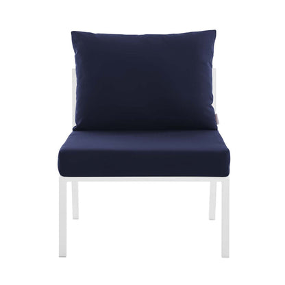 Riverside 5 Piece Outdoor Patio Aluminum Sectional - White Navy
