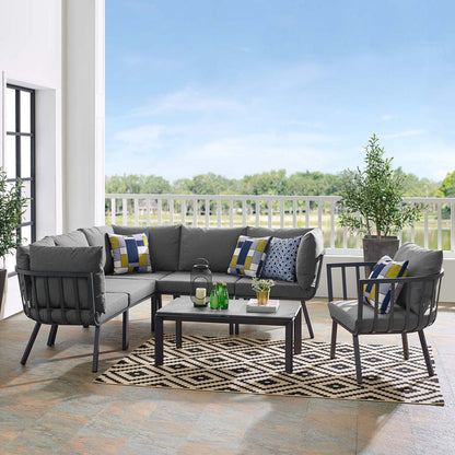 Riverside 7 Piece Outdoor Patio Aluminum Set - Gray Charcoal